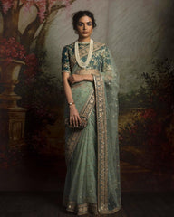 Mint Green Zardozi Saree | Panache Haute Couture Sydney
