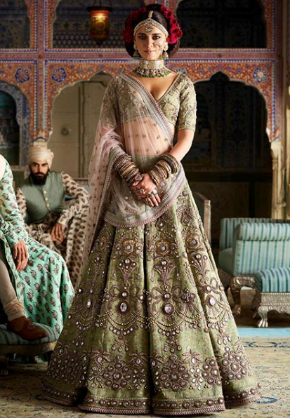 Innovative Yellow - Green Colored Wedding Wear Printed Art Silk Leheng
