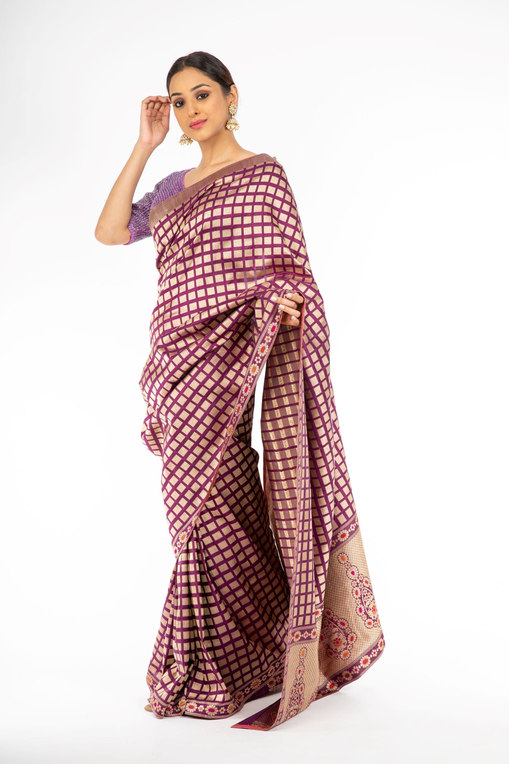 Lovely Violet Color Handloom Pure Silk Saree