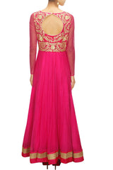 Pink colour floor length anarkali gown