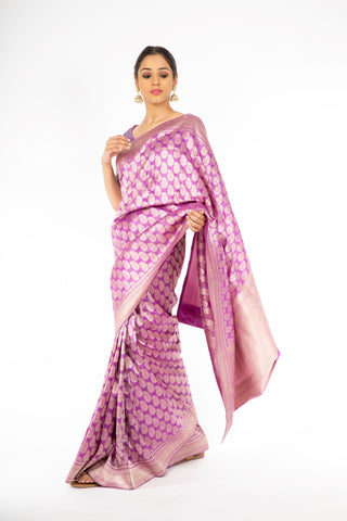 Marvelous Lavender Color Handloom Saree