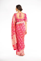 Mesmerizing Pink Color Handloom Jangla Katan Silk Saree with Minakari Weaving from Panache Haute Couture