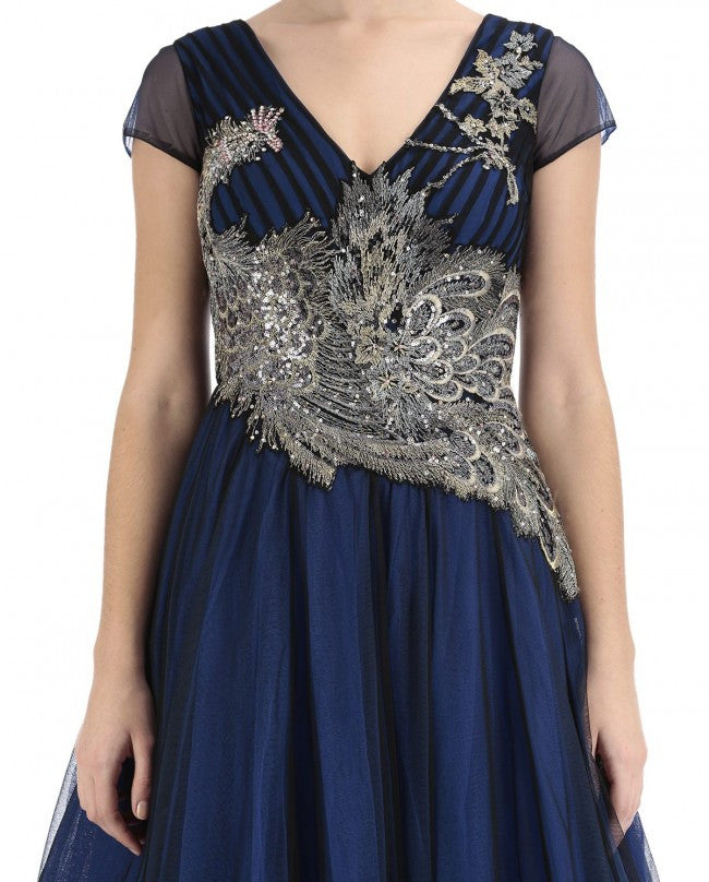 Midnight Blue Color Indo Western Gown