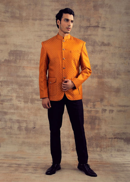 Mustard Color Banarasi Silk Jodhpuri Jacket