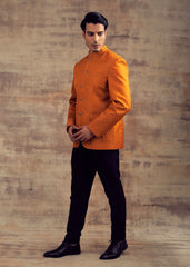 Mustard Color Banarasi Silk Jodhpuri Jacket