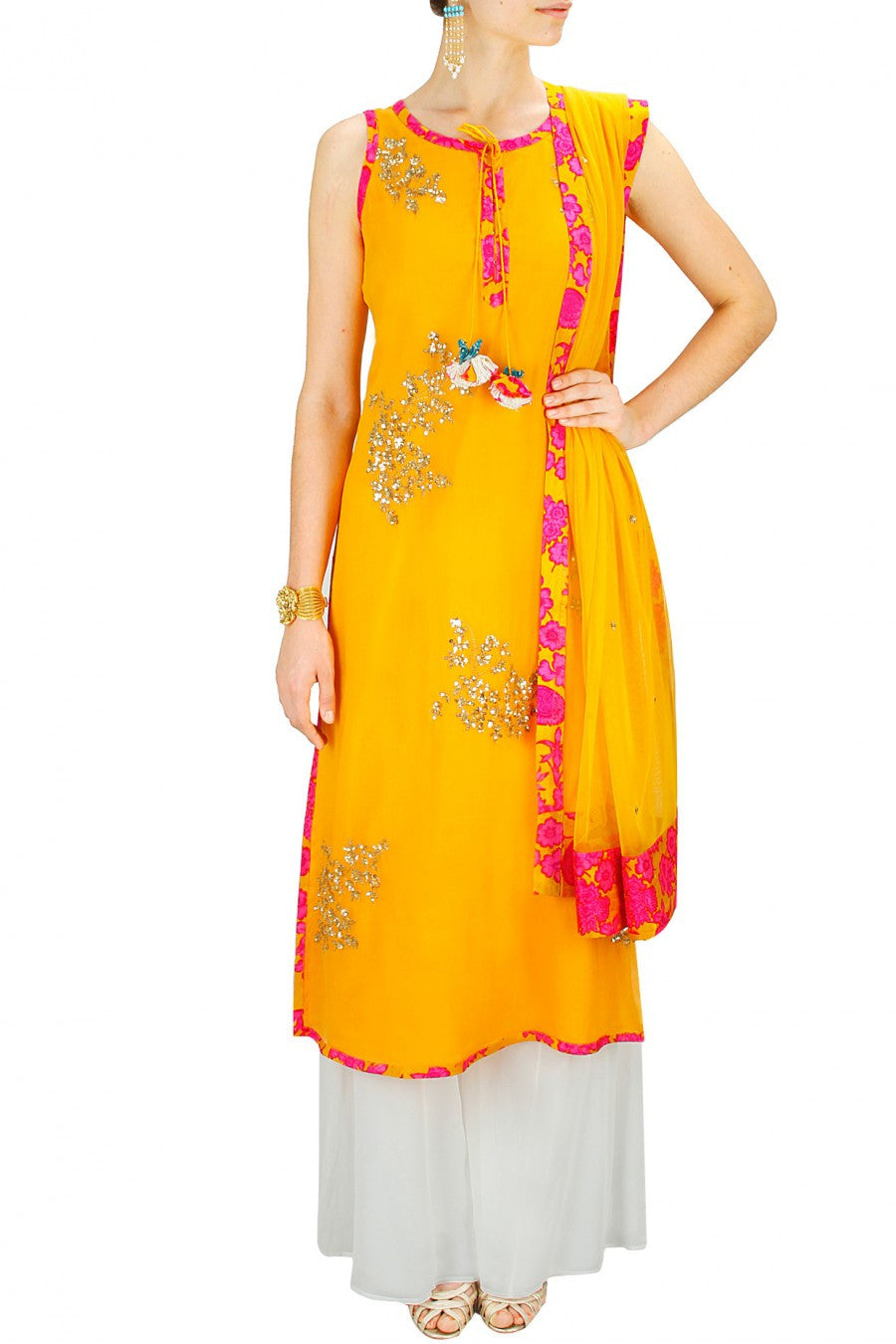 Buy Print Cotton Designer Pakistani Salwar Suit in Yellow Online