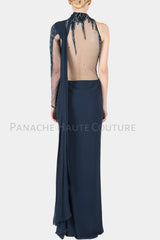 Navy Blue Color Designer Saree Gown