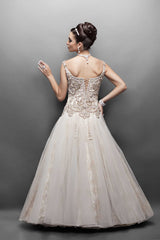 Offwhite color Indo western bridal gown