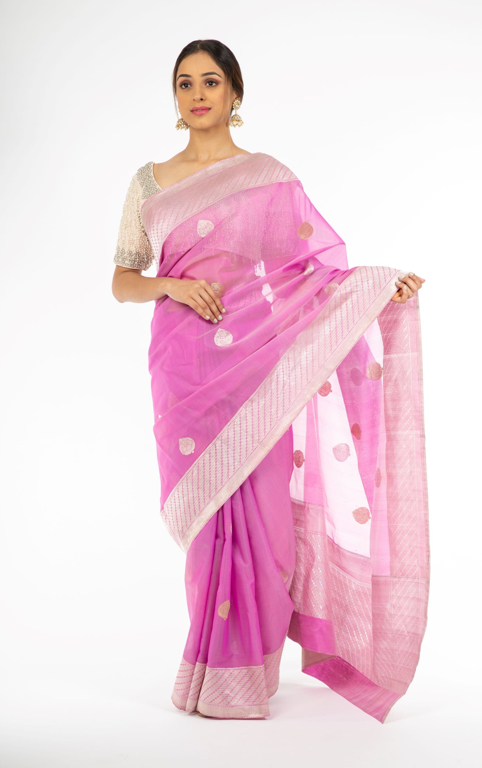 Opulent Purple Color Kora Silk Saree with Sona Rupa Zari from Panache Haute Couture