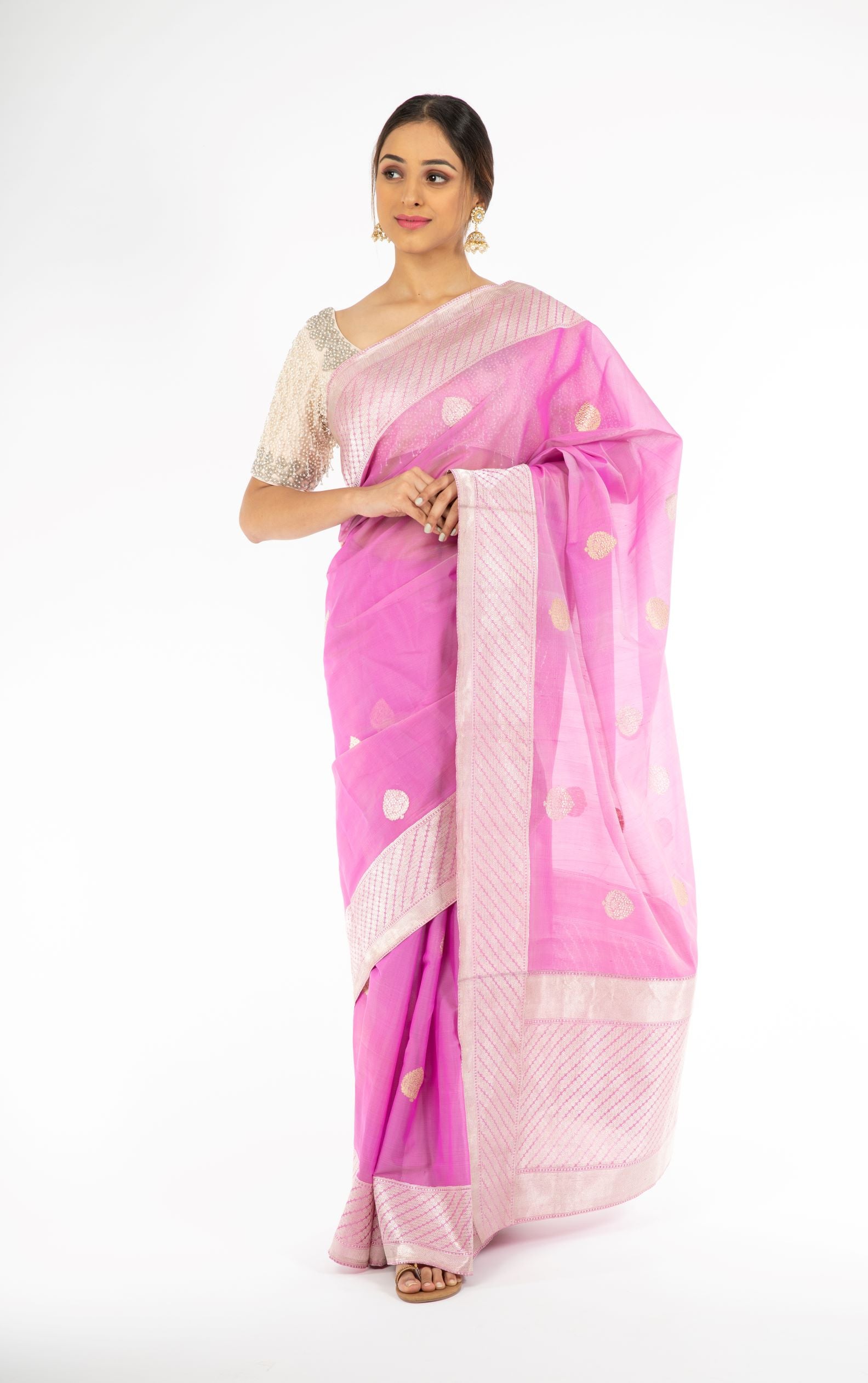 Opulent Purple Color Kora Silk Saree with Sona Rupa Zari from Panache Haute Couture