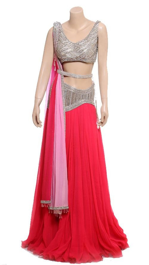 Pink color Reception wear lehenga choli