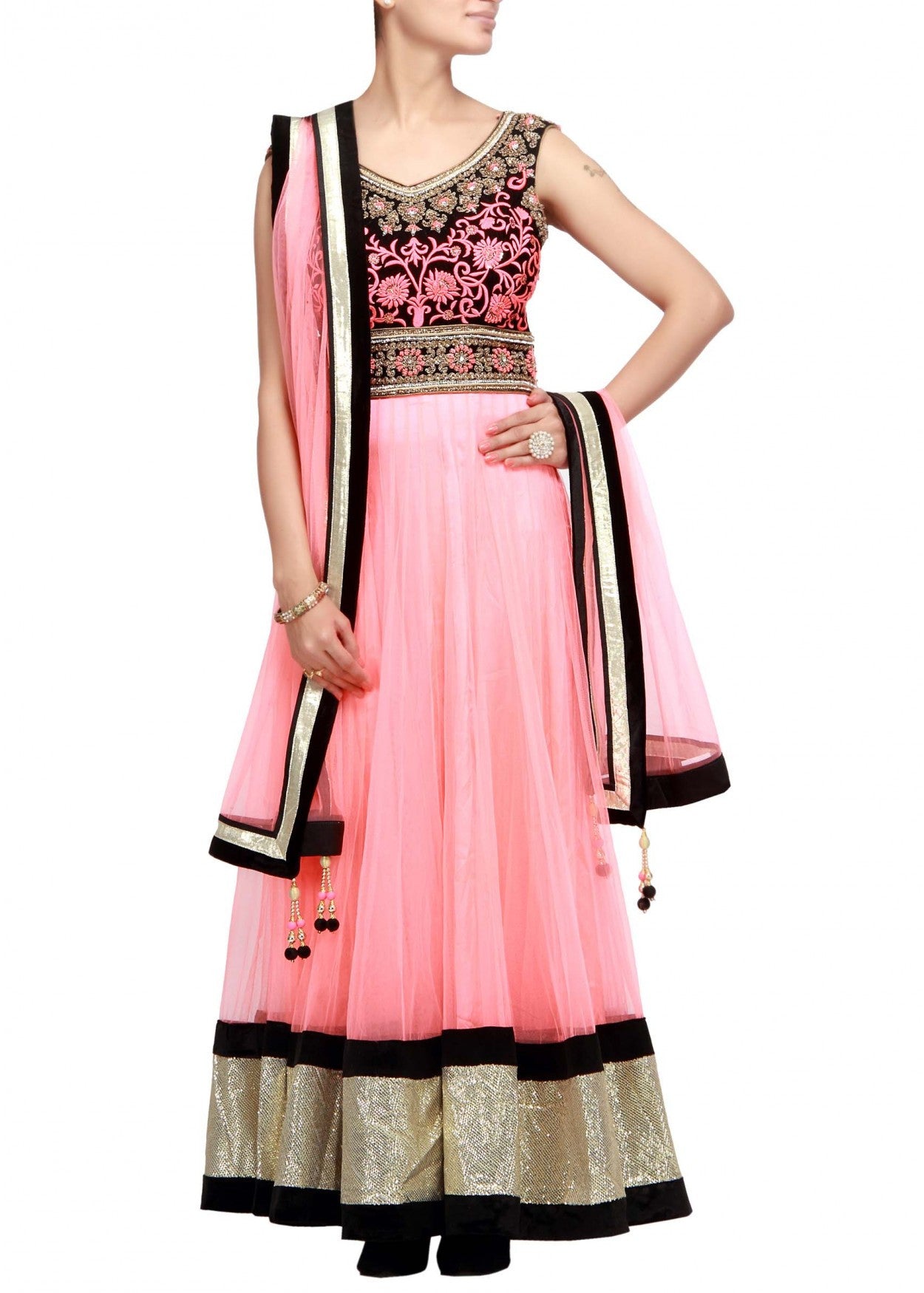 Buy Peach Colour Net Gown for Women Online from India's Luxury Designers  2024