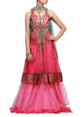Pink color party wear lehenga