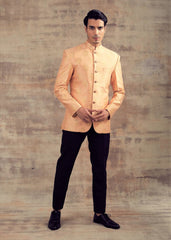 Peach Color Banarasi Silk Jodhpuri Jacket
