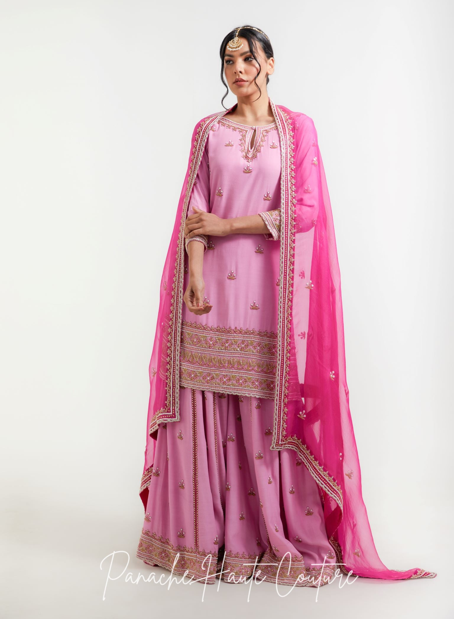 Pink Lavender Color Sharara Set Farisha