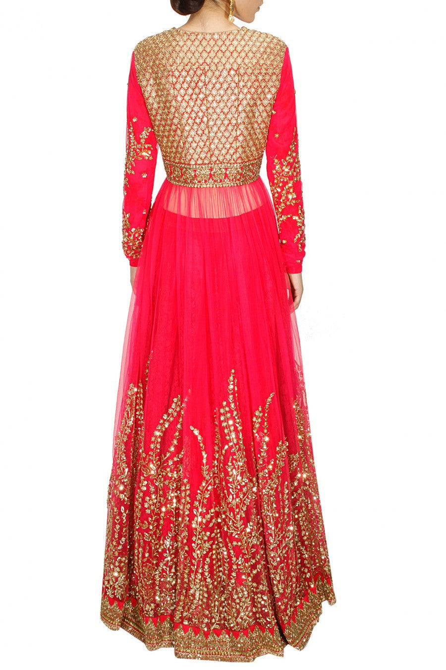 Ruby Red Embroidered Lehenga Sari Set | Ritika Mirchandani – KYNAH