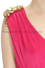Pink Color Designer Saree Gown in Velvet