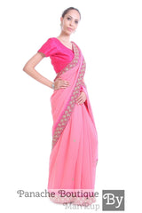 Pink Colour Georgette Silk Saree with Gotta Patti Embroidery