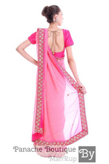 Pink Colour Georgette Silk Saree with Gotta Patti Embroidery