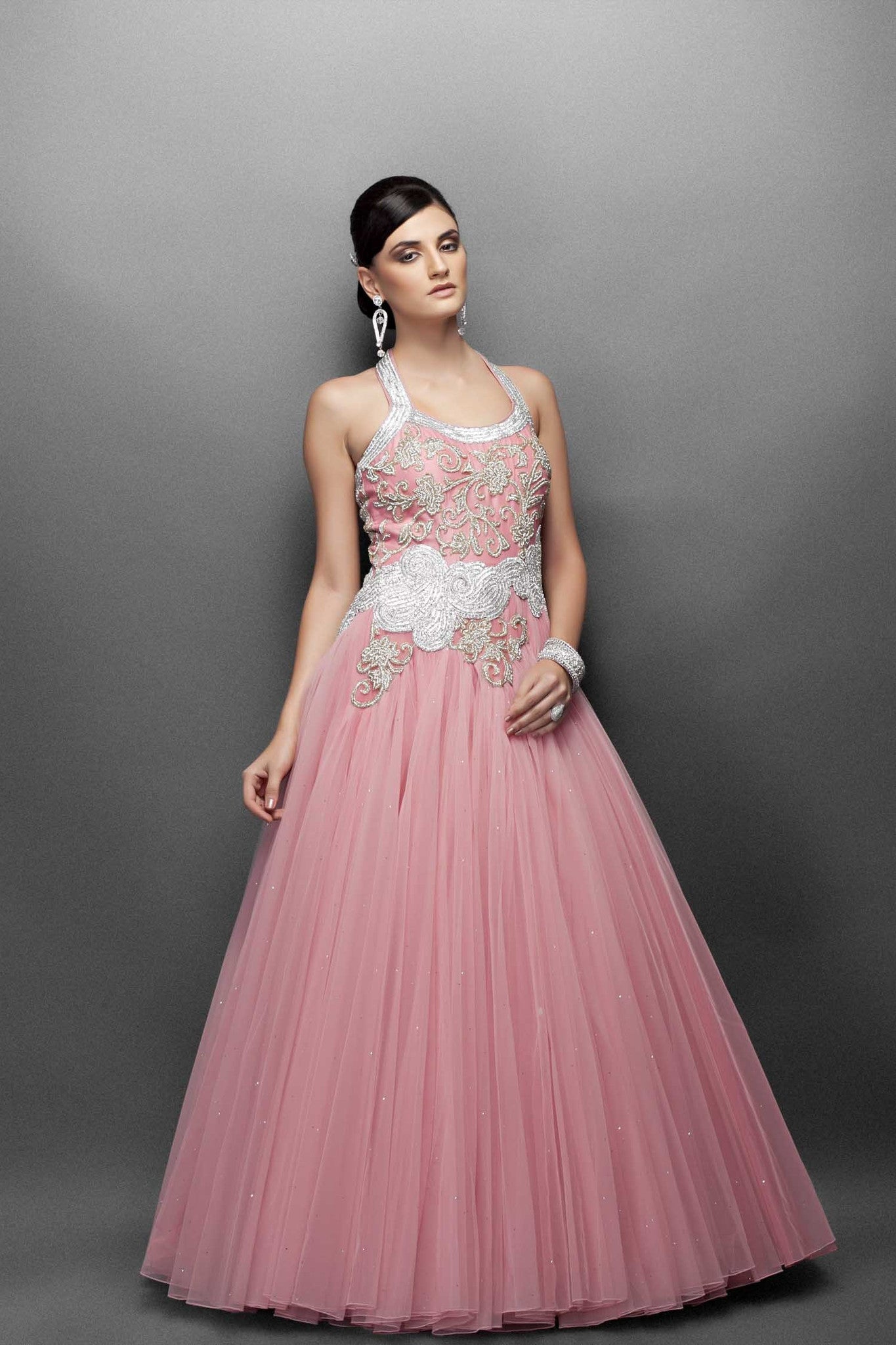 Double layer peach color Indo western gown - Bride Collections - Collections