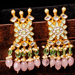 Pink and Sage Green Ahemdabadi Paachi Kundan Choker Necklace Daria