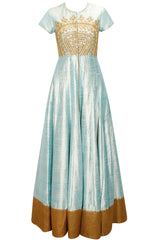 Anarkali Gown in Powder Blue Color with Trouser