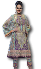Purple and Blue Gotta and Zardozi Work Salwar Kameez at Panache Haute Couture