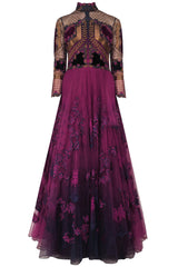 Purple Wine color Indo Western Gown