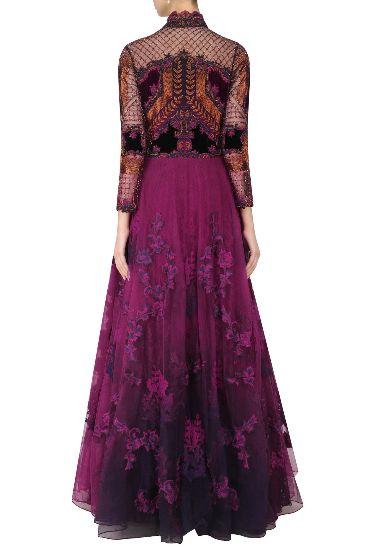 Purple Wine color Indo Western Gown