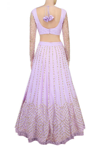 Lavender lehenga with Golden sequin embroidery