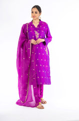 Ravishing Violet UltraMix Color Pure Handloom Silk Salwar Kameez