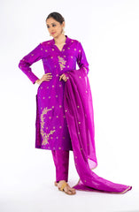 Ravishing Violet UltraMix Color Pure Handloom Silk Salwar Kameez