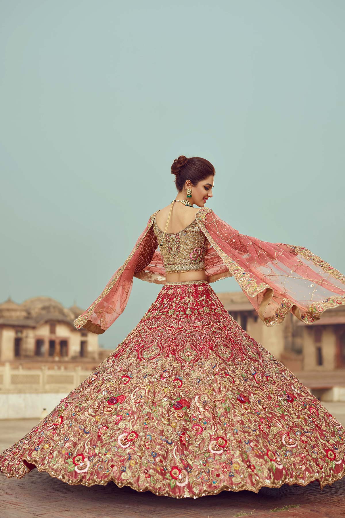 Silk Organza with zardozi embroidery Coral Red Wedding Lehenga Panache Haute Couture Silk Organza with zardozi embroidery Coral Red Wedding Lehenga Panache Haute Couture