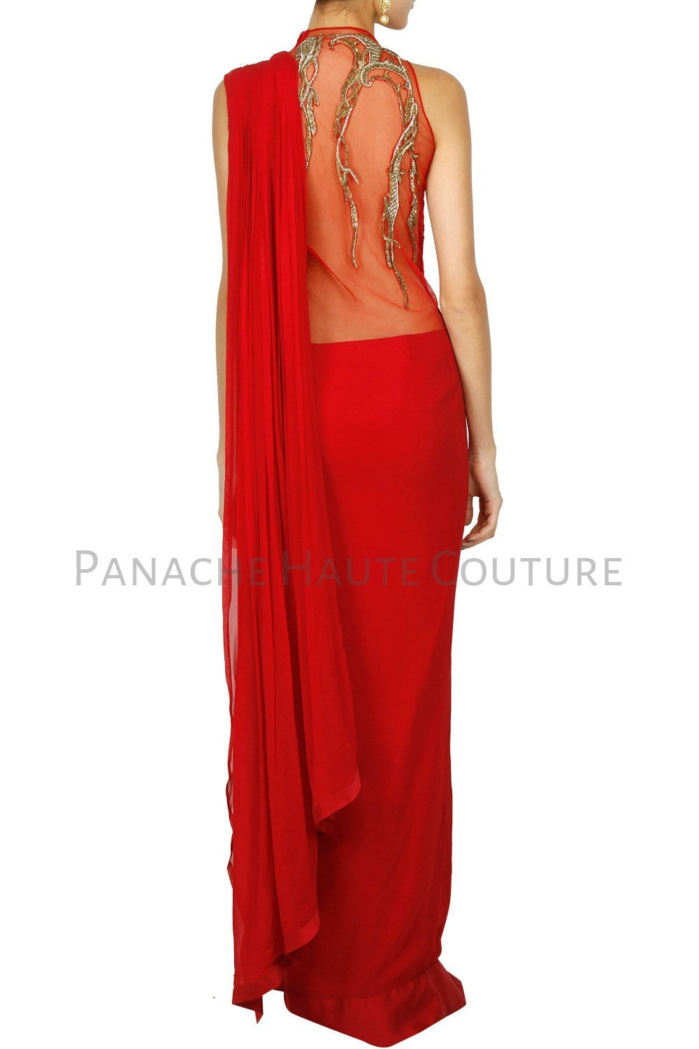 Grey Color Designer Saree Gown Online – Panache Haute Couture