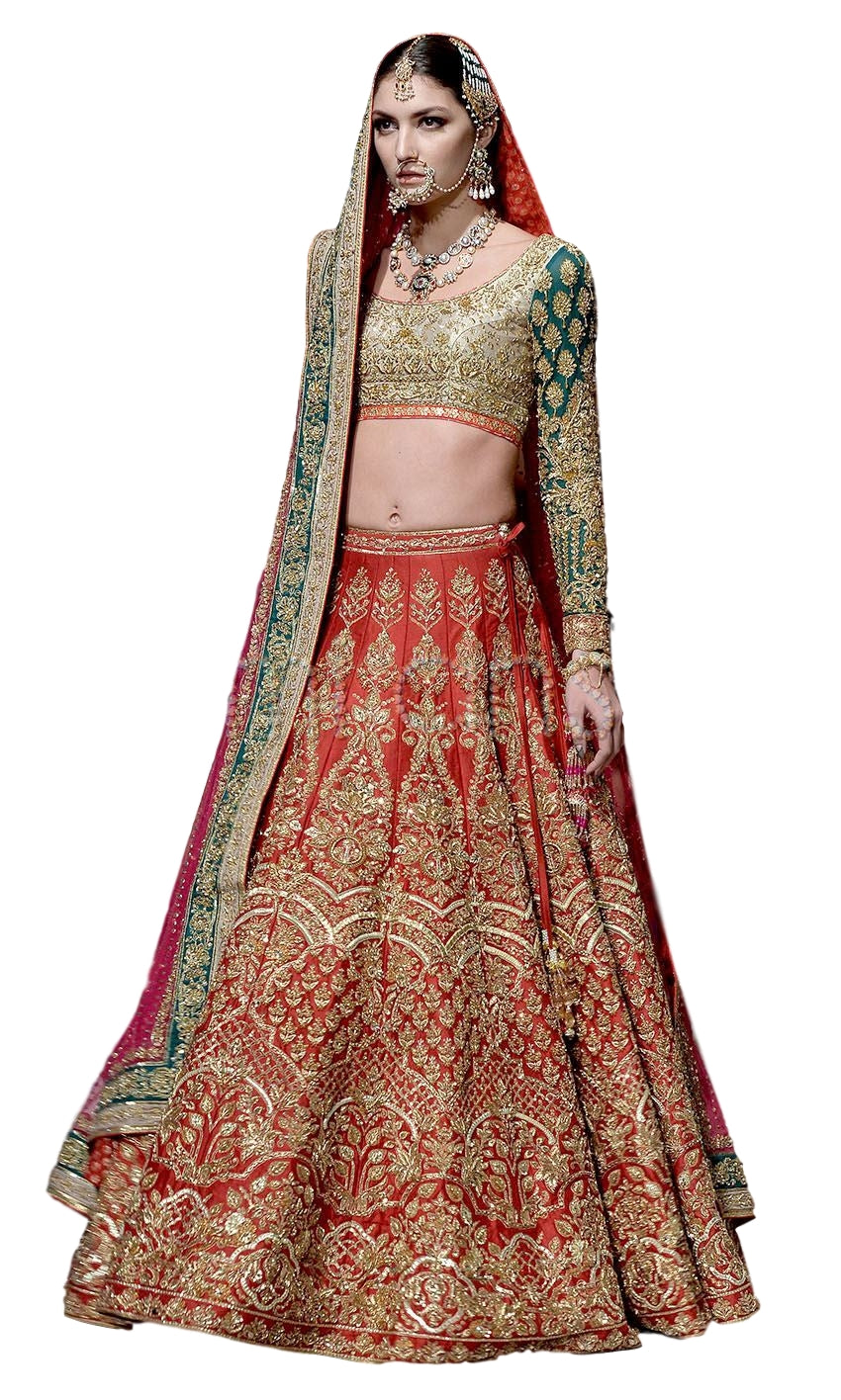 Red Color Wedding Lehenga with Zardozi Embroidery at Panache Haute Couture