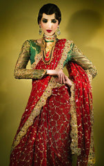 Red and Green Wedding Saree