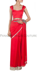 Red Color Designer Saree Gown Online