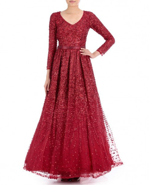 Jacquard Party Wear IndoWestern Dress in Red and Maroon with Zardozi work |  Wearing red, Indo western dress, Party wear indowestern dresses