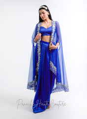 Royal Blue Color Dhoti Skirt Set