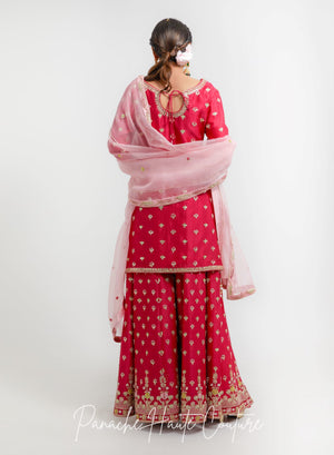 Ruby Pink Color Wedding Sharara Set RUPVATI