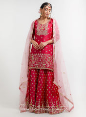 Ruby Pink Color Wedding Sharara Set RUPVATI