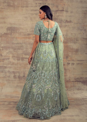 Sage Green Color Wedding Lehenga Bahar