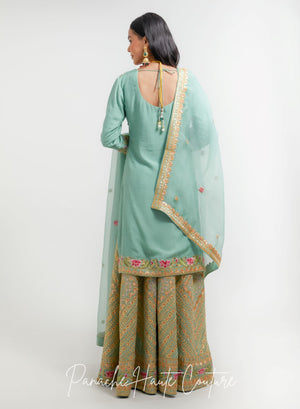 Sage Green Color Wedding Sharara Set Rahmat