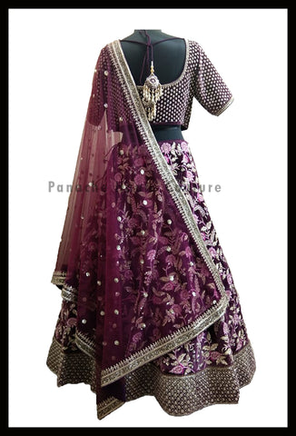Sizzling Purple Color Silk Velvet Designer Lehenga Choli