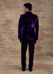 Violet Color Silk Velvet Jodhpuri Jacket