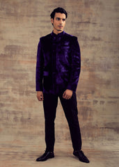Violet Color Silk Velvet Jodhpuri Jacket