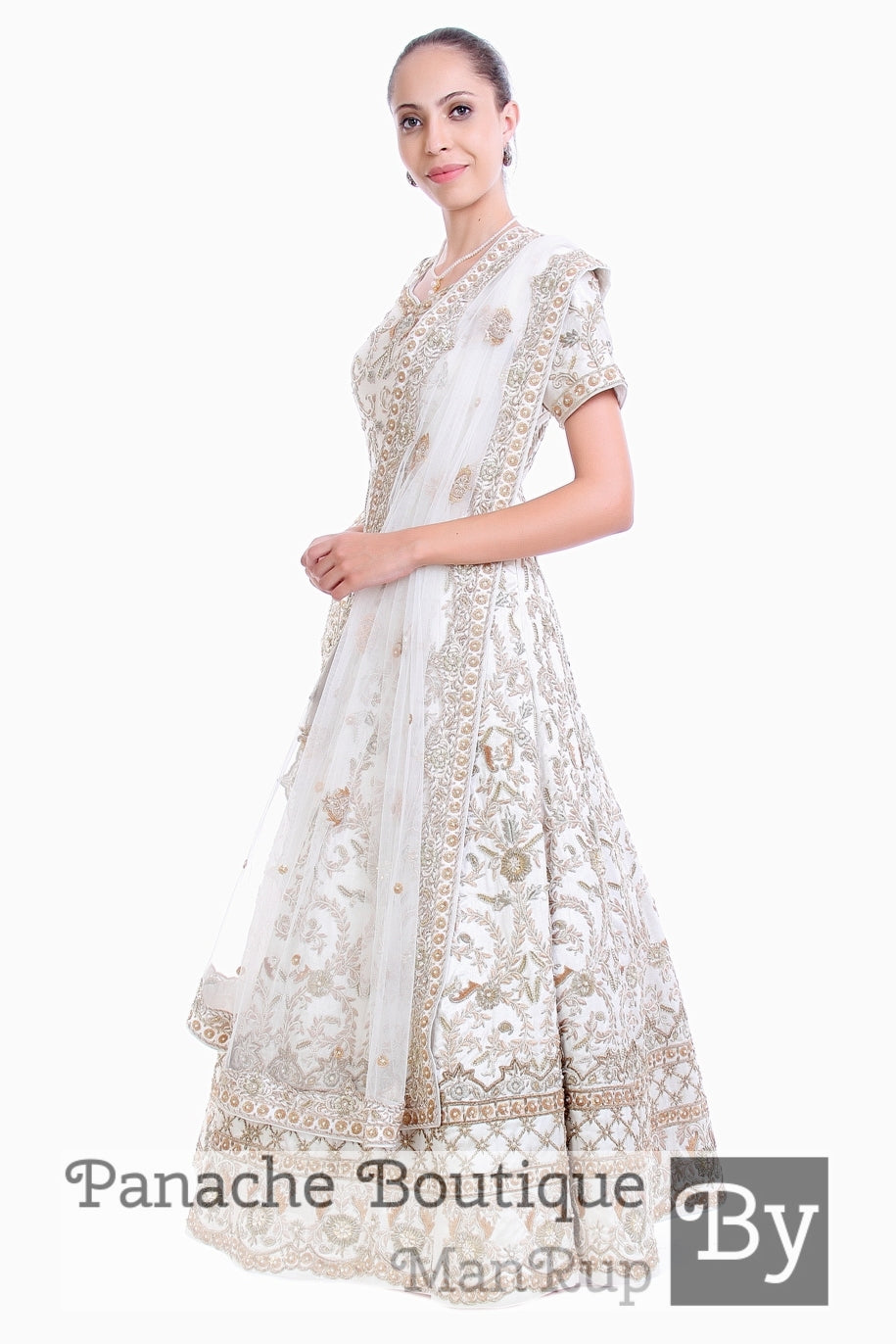 White Color Heavily Embroidered Anarkali