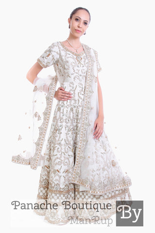 Women's White Anarkali suit set with Skirt & Dupatta by Label Shaurya  Sanadhya- (3pcs set) | Indian fashion dresses, Anarkali dress pattern, White  anarkali