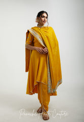 Yellow Color Silk Velvet Shawl