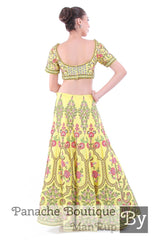 Citrus Yellow Heavily Embroidered Thread Embroidered Lehenga
